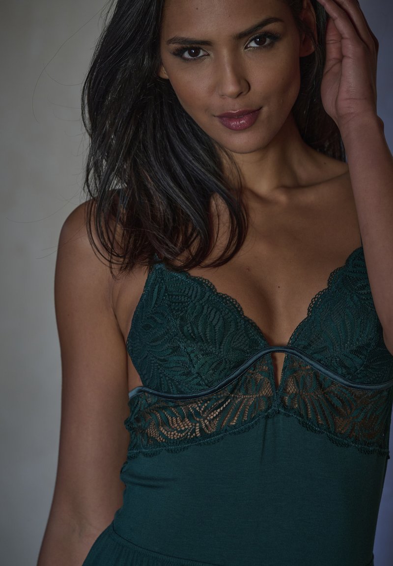 slim fit dress slacks Deep Green Satin Mini Nightgown – Elegant Lingerie main image 0