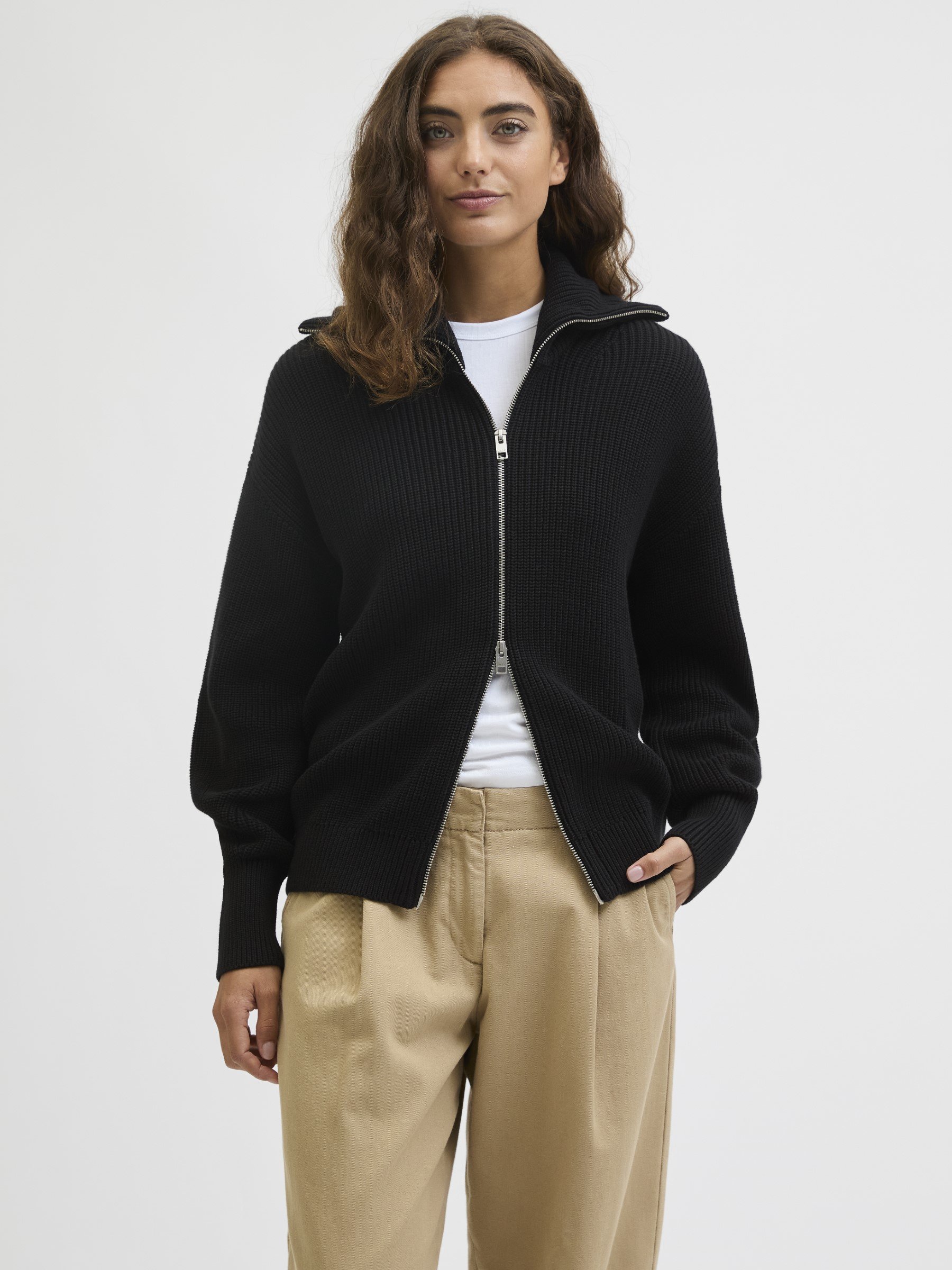 JJXX JXADELINE TWIST ZIP CARDIGAN KNIT - Cardigan - black - Zalando.ie