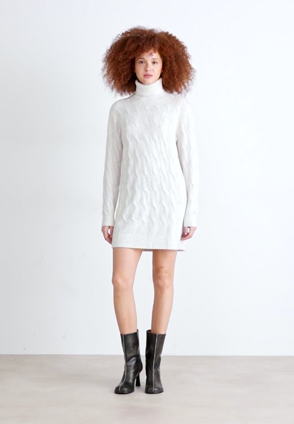 SCRIPT CABLE DRESS - Jumper dress - oat marl2