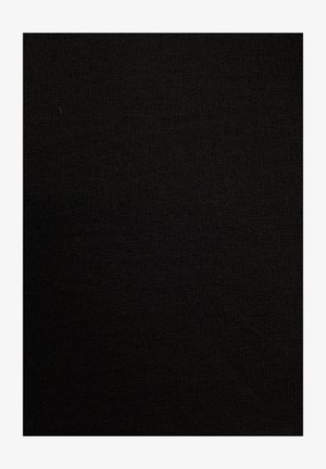 Čierny rebrovaný materiál s hladkou textúrou, so súvislým vzorom vertikálnych čiar, vhodný na rôzne odevné aplikácie.