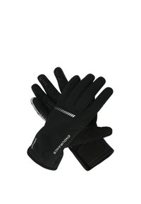 Sorte vindbeskyttende handsker med tekstureret greb på fingrene og "ENDURANCE" mærkning på håndledsområdet, designet til udendørs brug.