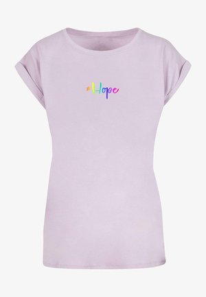 Merchcode, HOPE RAINBOW EXTENDED SHOULDER - Tričko s potlačou - lilac