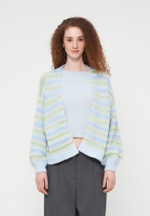 Vero Moda MAYBE STRIPE OPEN CARDIGAN - Kardigán - fog green