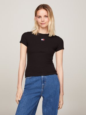 Tommy Jeans SLIM BADGE TEE - T-shirt basique - black