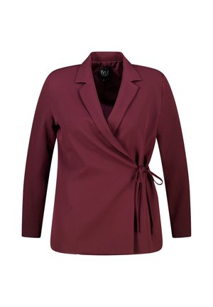 Bordeaux gewikkelde blouse met lange mouwen, notch-kraag, zijstrikdetail en een soepele textuur. Geschikt voor diverse gelegenheden.