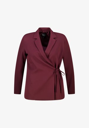 Bordeaux gewikkelde blouse met lange mouwen, notch-kraag, zijstrikdetail en een soepele textuur. Geschikt voor diverse gelegenheden.