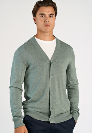 V NECK BUTTON CARDIGAN - Gilet - jade green mel