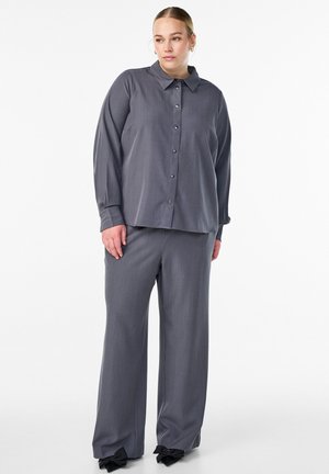 HOHE TAILLE - BREIT - Broek - mid grey melange