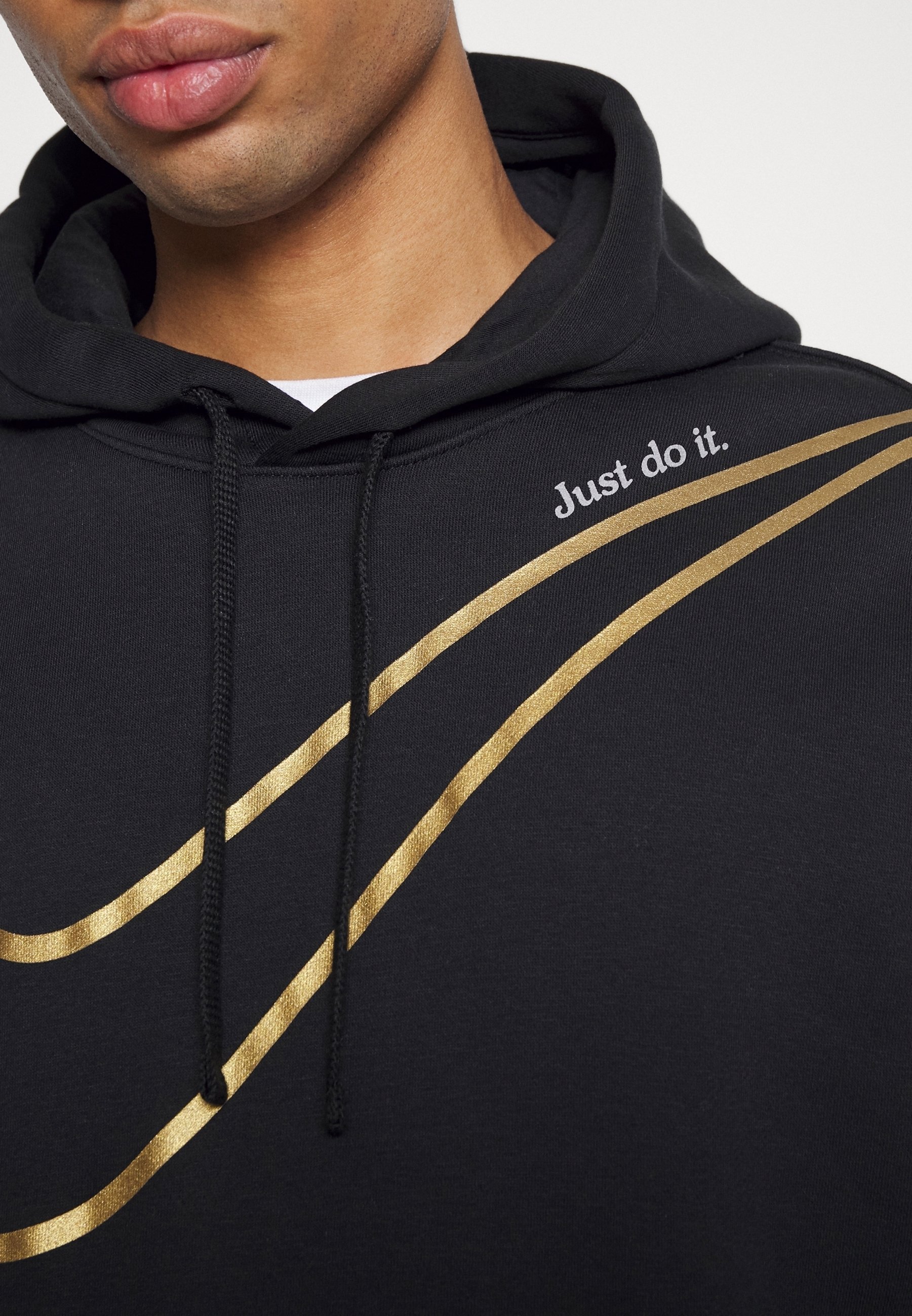 nike black and gold just do it hoodie