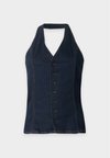 PCDAISY HALTERNECK - Γιλέκο - dark blue denim