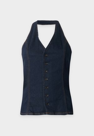 Pieces, PCDAISY HALTERNECK - Veste sans manches - dark blue denim