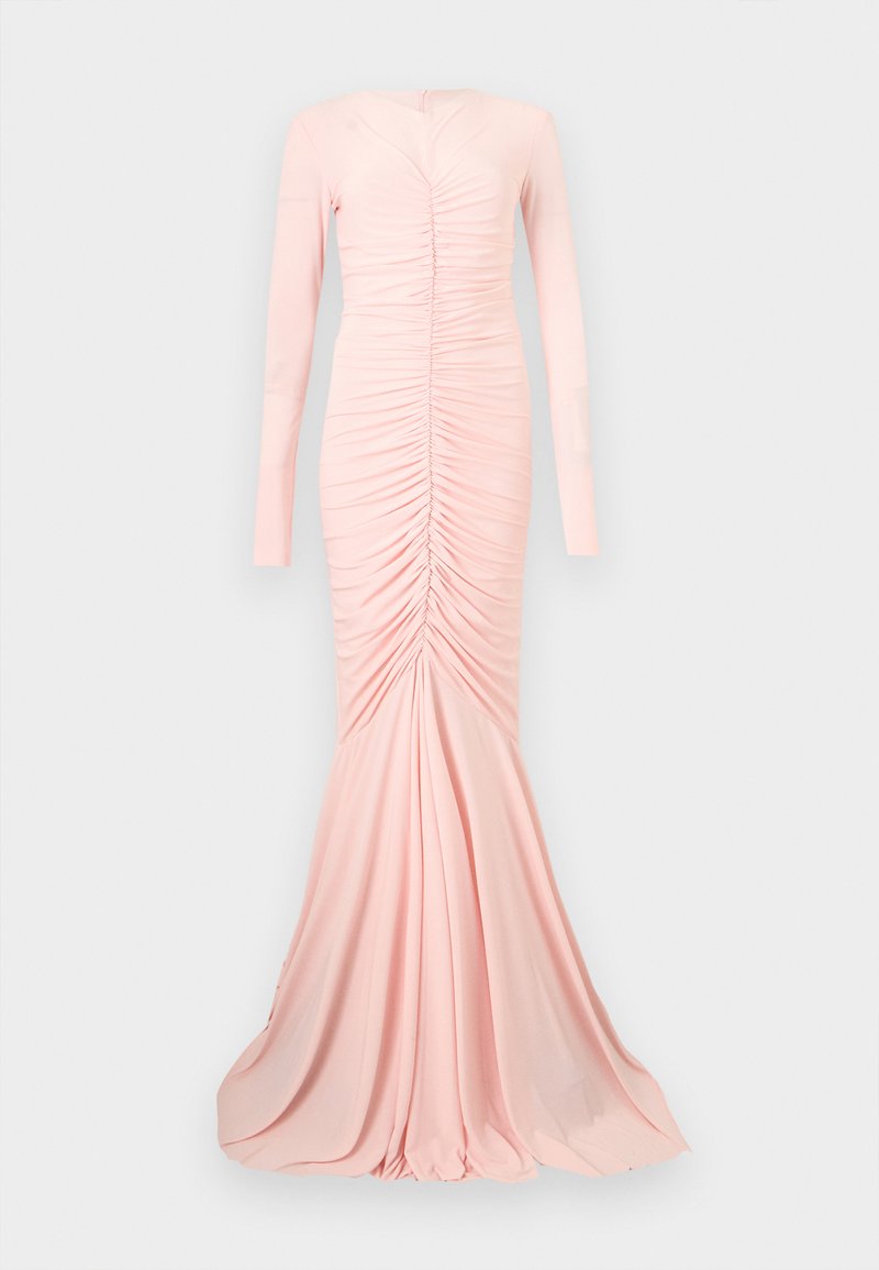 Norma Kamali LONG SLEEVE V NECK SHIRRED FRONT FISHTAIL GOWN - Robe ...