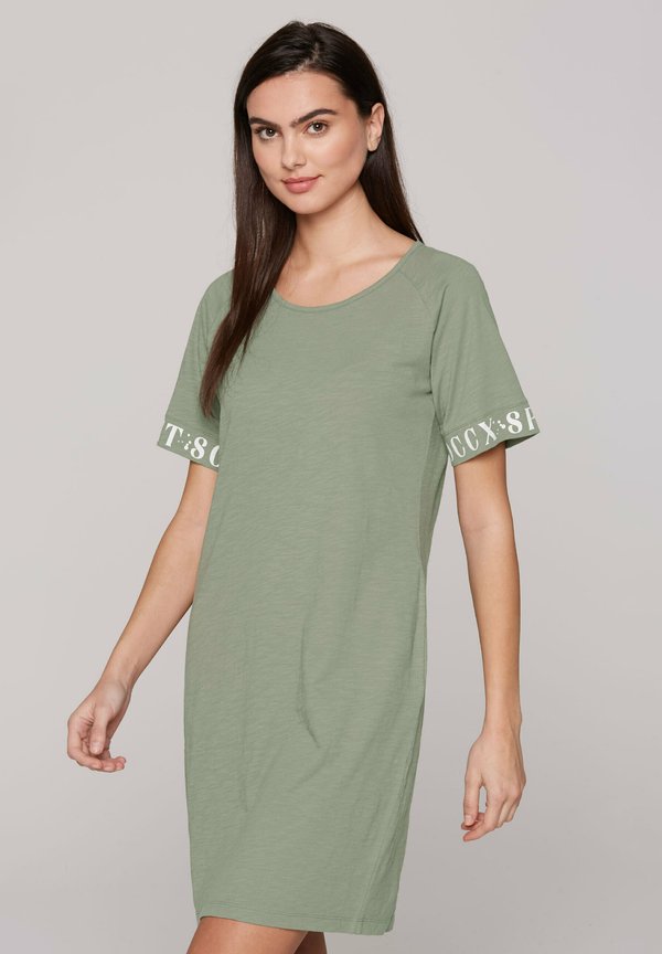 MIT LOGO-SAUM AM ÄRMEL - Jerseykleid - faded olive