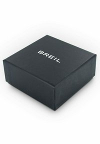 Caja rectangular de cartón negro con una textura suave y un logo impreso en blanco que dice "BREIL" en la superficie superior.