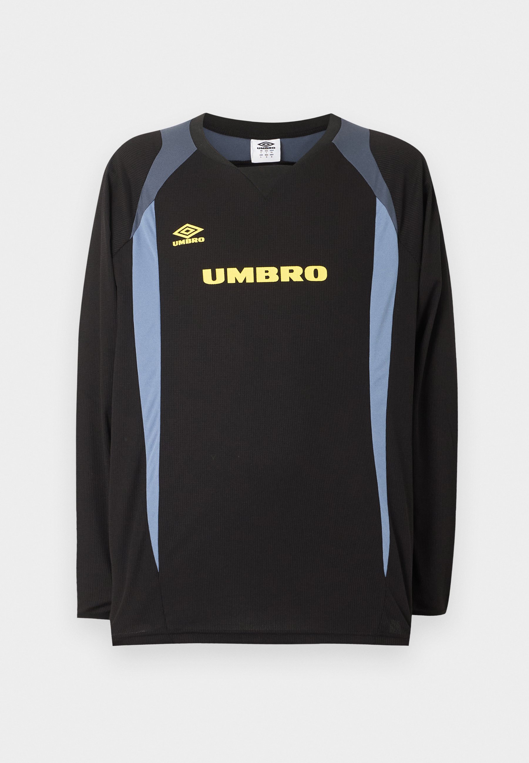 Umbro PANELLED - Long sleeved top - black/grisaille/blazing yellow