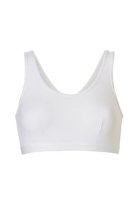 Witte bralette van zachte stof, met een ronde halslijn en brede schouderbanden, met gladde naden en zonder zichtbare sluitingen.