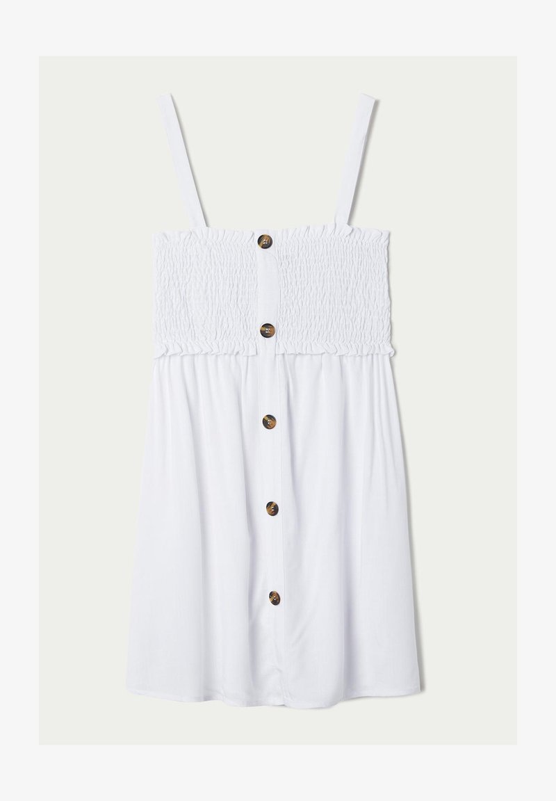 Tezenis Kleid In Leinwandbindung Mit Gesmoktem Oberteil Freizeitkleid Bianco Zalando De