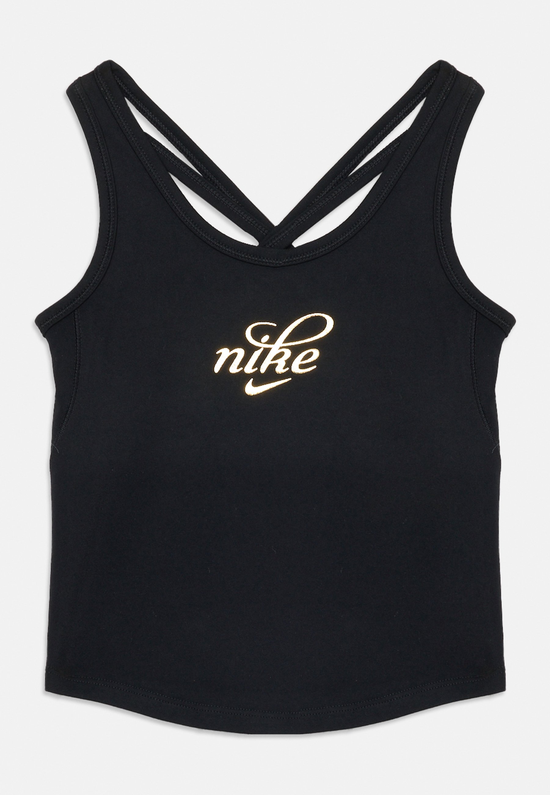 nike black and gold crop top