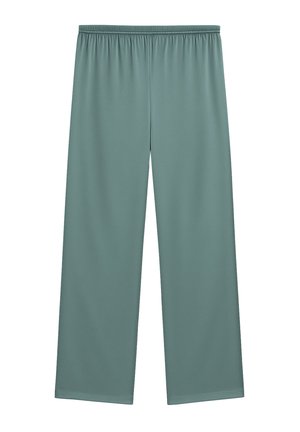 Pantaloni larghi verde chiaro realizzati in tessuto morbido, con vita elastica e senza hardware o motivi visibili.