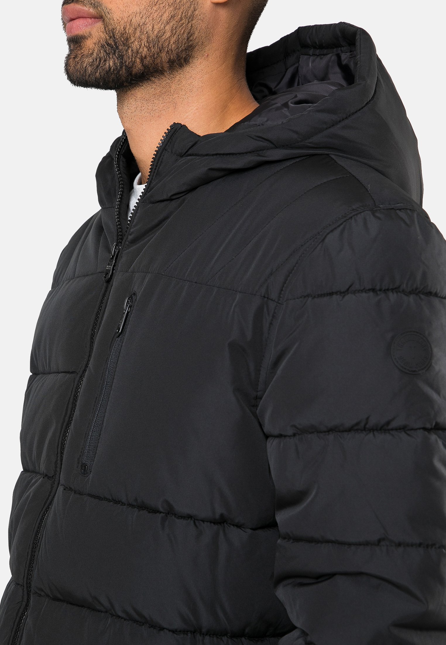threadbare mens saxon longline padded jacket black
