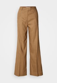 PANTS LONG LEG FIT AND FLARE SHAPE TAILORED LOOK WELT POCKET AT BACK - Bukse - dusty brown