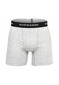 Graue Baumwoll-Boxershorts mit einem schwarzen Bund, der "SCOTCH & SODA" in weißer Schrift zeigt. Entworfen mit einer engen Passform und flachen Nähten.