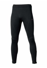Leggings deportivos negros con una textura suave, que presentan un ajuste ceñido y un sutil logotipo rosa en el lado. Diseñados para la comodidad y la flexibilidad.