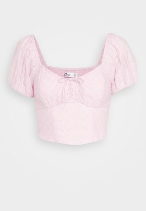 Hollister Co. UP PUFF SLEEVE - Tričko s potlačou - pink