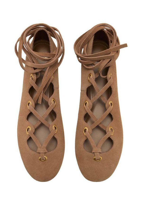 WITH CROSSED STRAPS - Ankle cuff ballet pumps - sand2