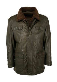 JCC PELZIMITAT - Lederjacke - olive