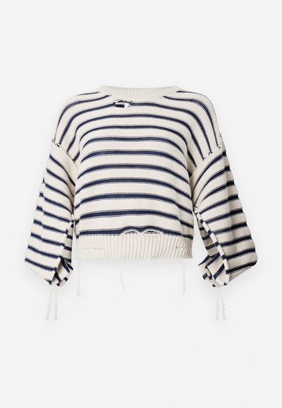 MM6 Maison Margiela CREW NECK - Striktrøje - chalk/navy