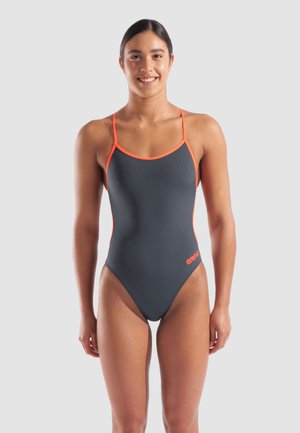 LACE BACK SOLID - Badpak - asphalt-bright coral