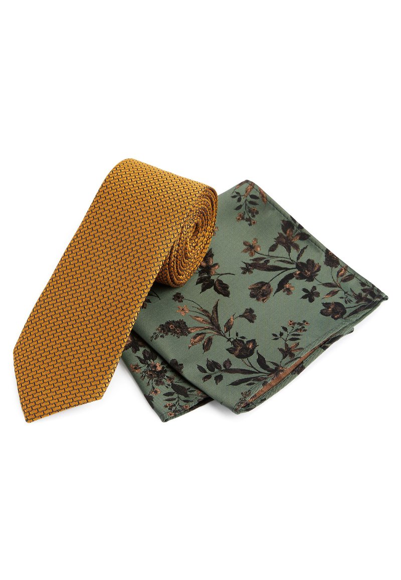 Next - WITH FLORAL SET - Pañuelo de bolsillo - yellow gold green floral, Ampliar