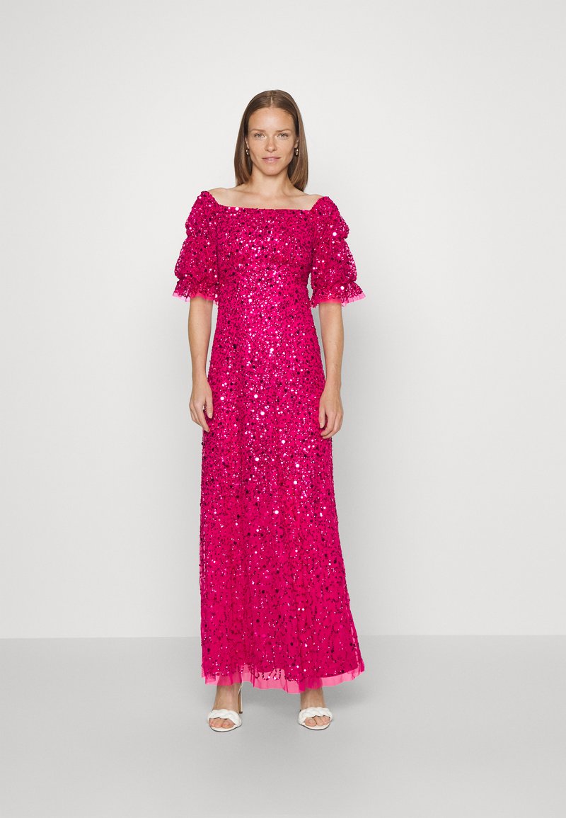 Maya Deluxe MAYA DELUXE ALL OVER EMBELLISHED BARDOT MAXI DRESS