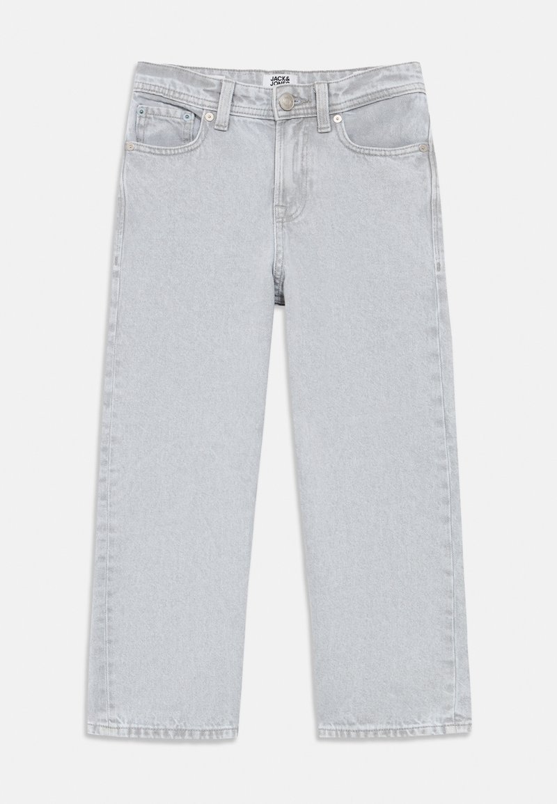 Τζιν τζιν με ανοιχτό γκρι χρώμα, σχεδίαση με ίσια παντελόνι, ύφος με πέντε τσέπες και κούμπωμα με κουμπί. Το ύφασμα έχει απαλή υφή με ελάχιστο ξεθώριασμα.