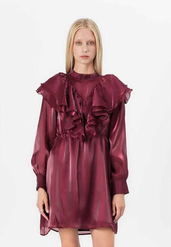 YASELOISE SHINY RUFFLE DRESS - Cocktailkleid/festliches Kleid - mauve wine