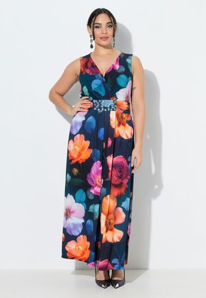 Ulla Popken BLÜTEN A-LINIE V-AUSSCHNITT ÄRMELLOS - Maxi-jurk - black