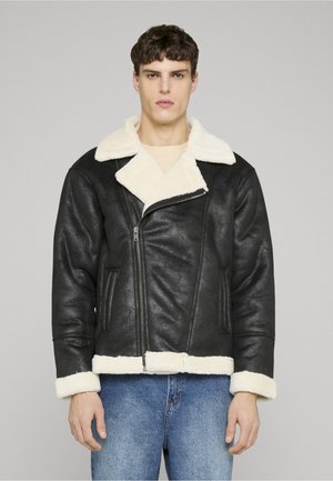 Urban Classics SHEARLING BIKER - Ziemas jaka - black whitesand
