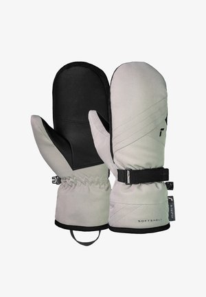 Zachte schuilhandschoenen in grijs en zwart, met elastische manchetten, verstelbare riemen en een leer met textuur palm voor grip.