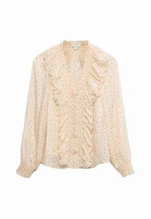 POLKA DOT V-NECK FRILL DETAIL  - Blouse - peach