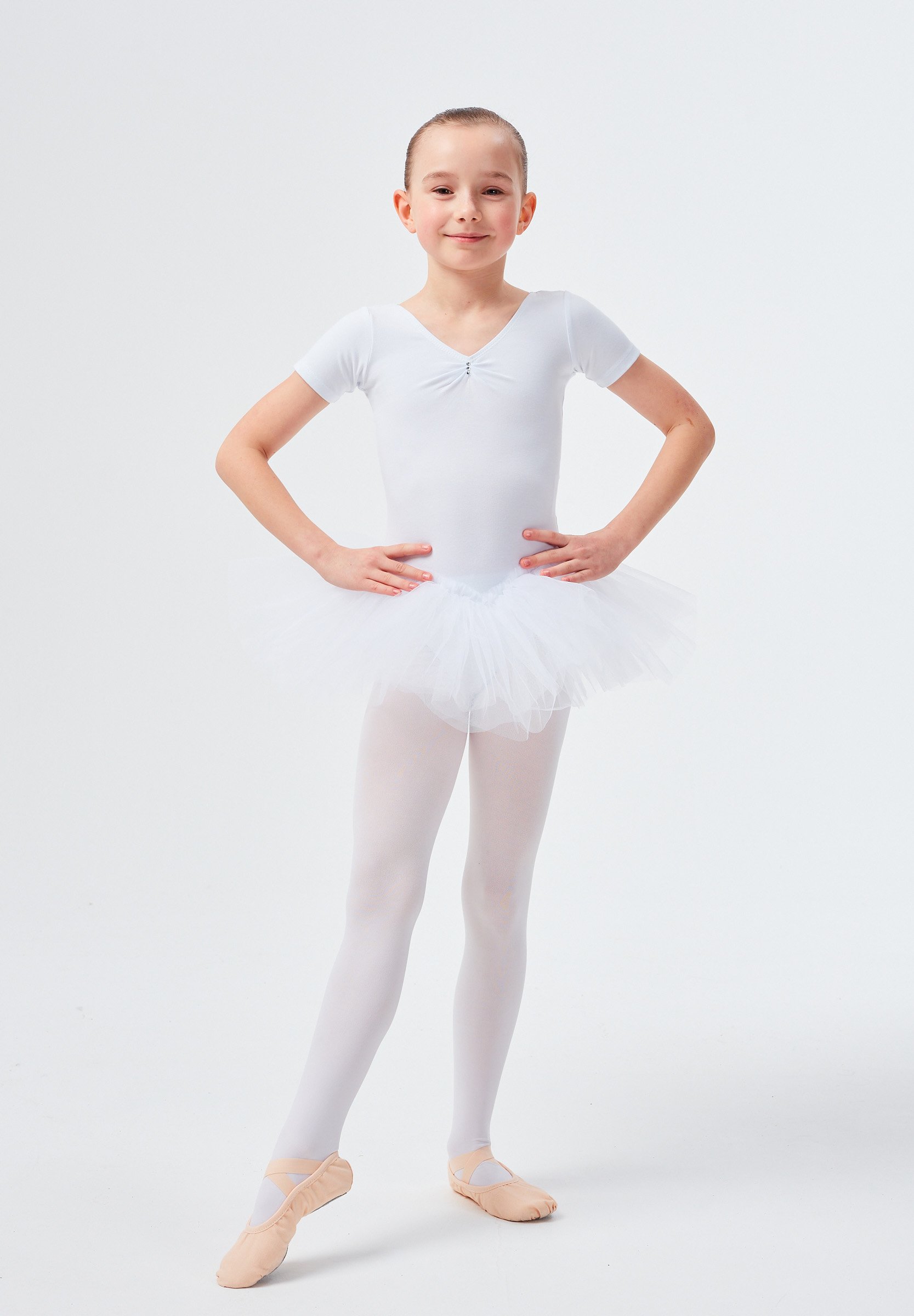 Ballettkleid Für Mädchen Mit Tüllrock - Kurzarm Body Für Tanzunterricht & Aufführungen