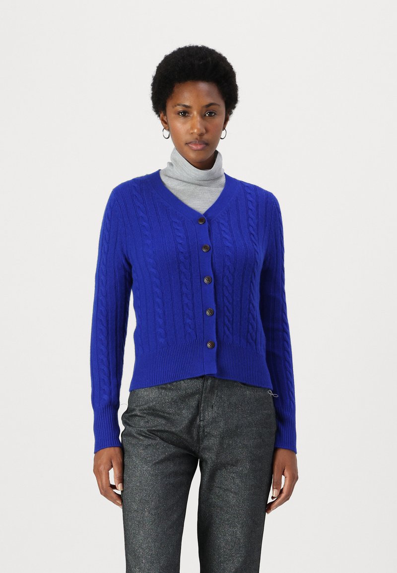 pure cashmere CLASSIC CABLE CARDIGAN - Adīta jaka - royal blue
