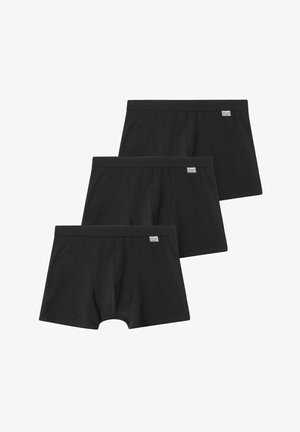 Zwarte katoenen boxershorts in een driepack, met een zachte tailleband, een pouch voorkant en een eenvoudig ontwerp zonder patronen of accenten.