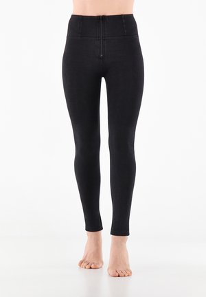 WR UP VITA ALTA - Trousers - jeans nero cuciture in tono
