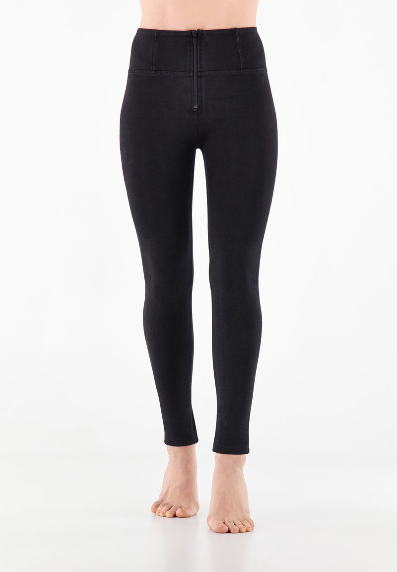 Freddy WR UP VITA ALTA - Pantaloni - jeans nero cuciture in tono
