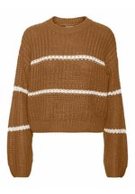 Noisy May Maglione Donna Nmcharlie - Girocollo A Righe, Maniche Lunghe, Morbido E Casual