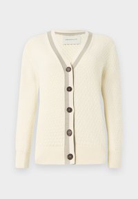 CONTRAST TEXTURED CARDIGAN - Cardigan - cream