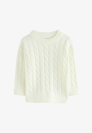 Next, REGULAR FIT - CABLE CREW NECK - Striktrøje - ecru white