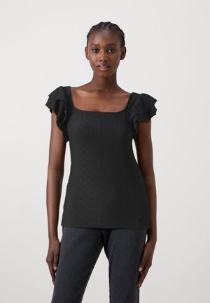 VILA VIMUNI  SQUARE NECK - Μπλουζάκι με στάμπα - black