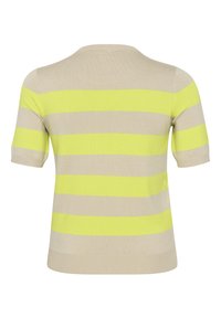 Kaffe Curve MAJI SHORT SLEEVES  - T-shirt imprimé - feather gray lime bold stripe